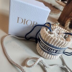 Dior Woven White and Navy Crossbody Bag